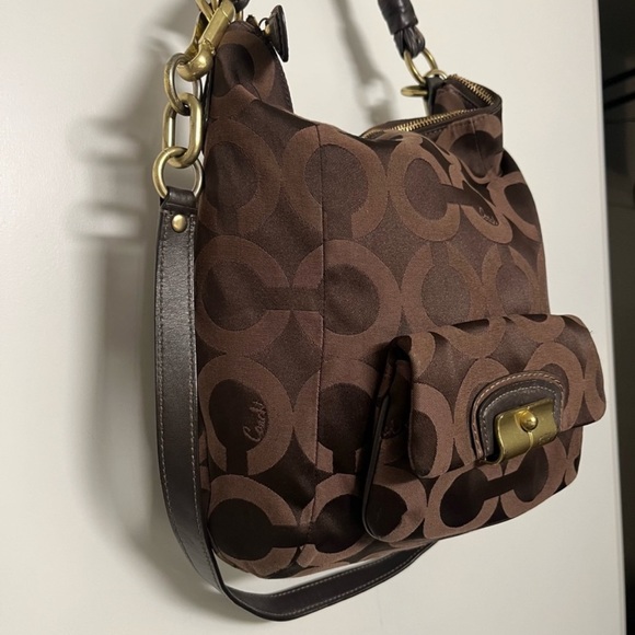 Brown Coach Satchel Chain Bag W/ Dust Bag Included AUTHENTIC! - Picture 9 of 11